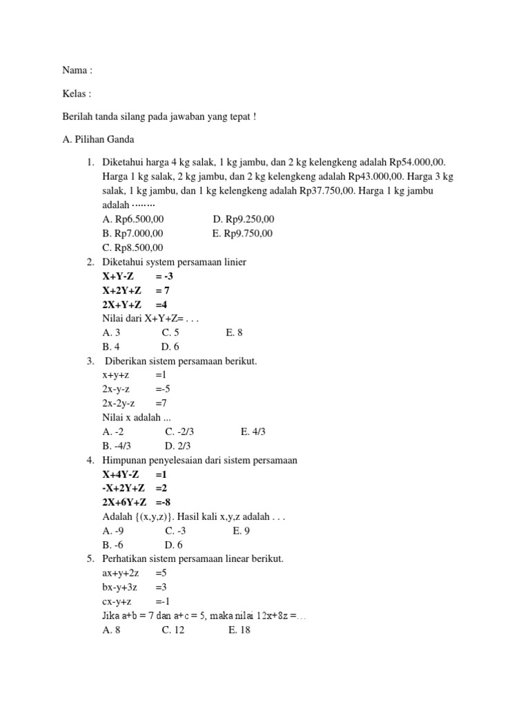 Detail Contoh Soal Spldv Sma Nomer 19