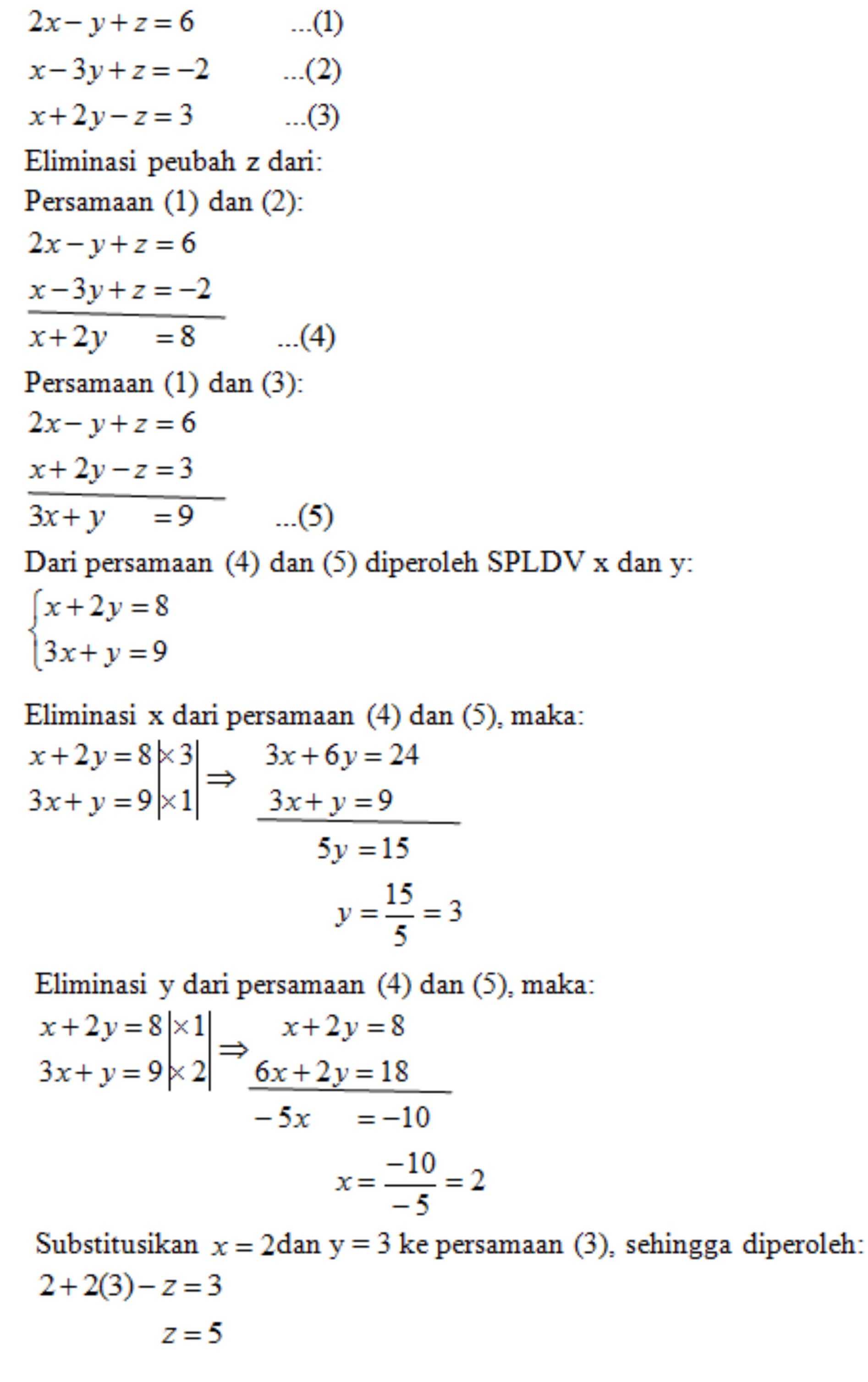 Detail Contoh Soal Spltv Metode Eliminasi Nomer 2