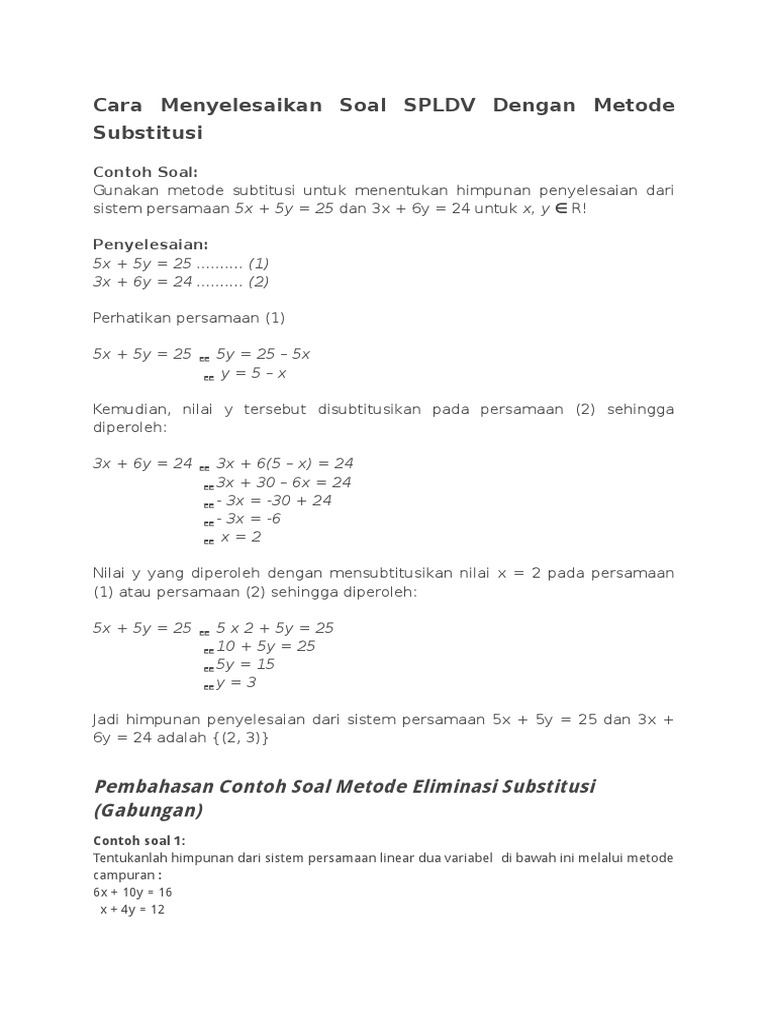 Detail Contoh Soal Spltv Metode Eliminasi Nomer 38