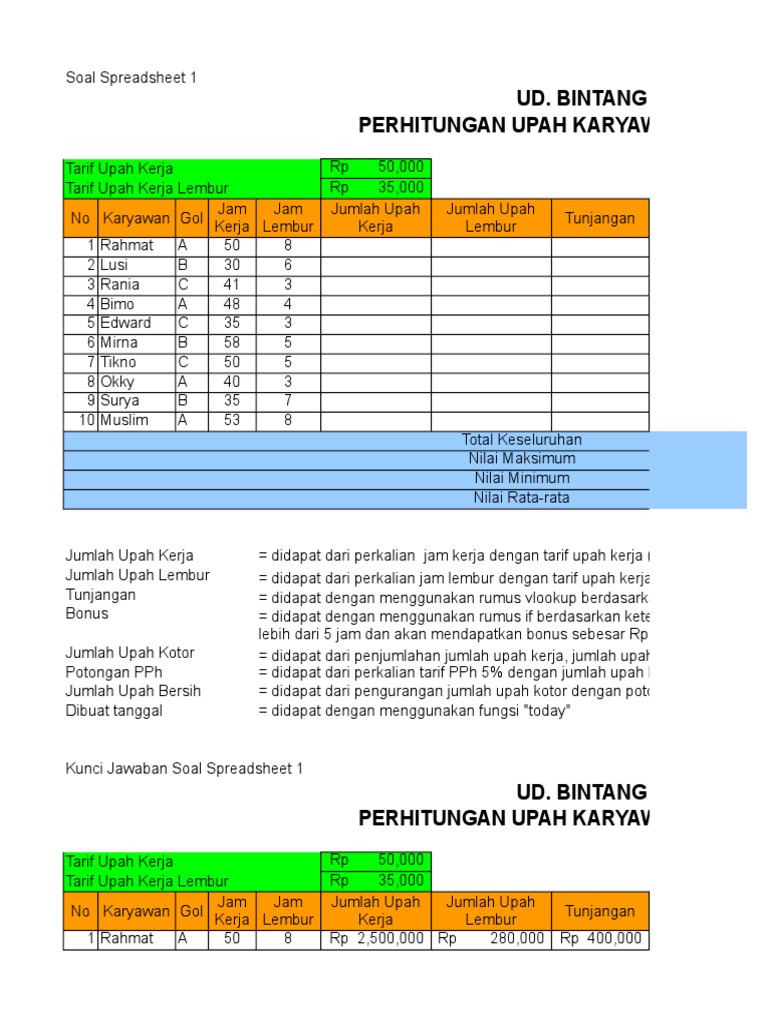 Detail Contoh Soal Spreadsheet Nomer 18