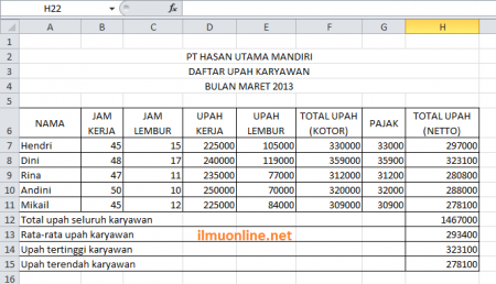 Detail Contoh Soal Spreadsheet Nomer 31