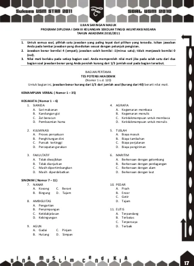 Detail Contoh Soal Stan Nomer 47