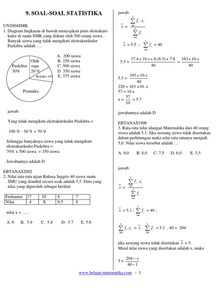 Detail Contoh Soal Statistika Kelas 12 Nomer 11