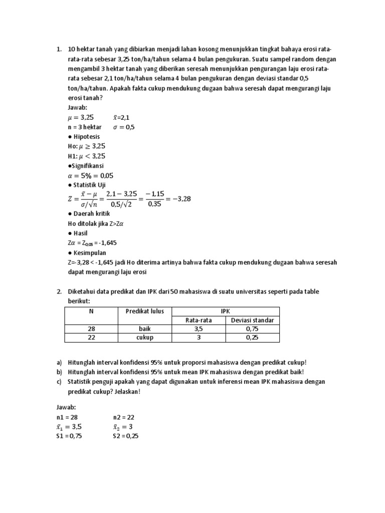 Detail Contoh Soal Statistika Kuliah Semester 3 Nomer 14