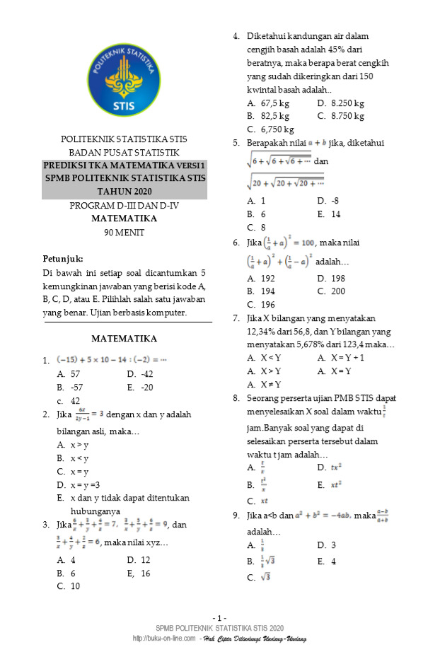 Contoh Soal Stis - KibrisPDR