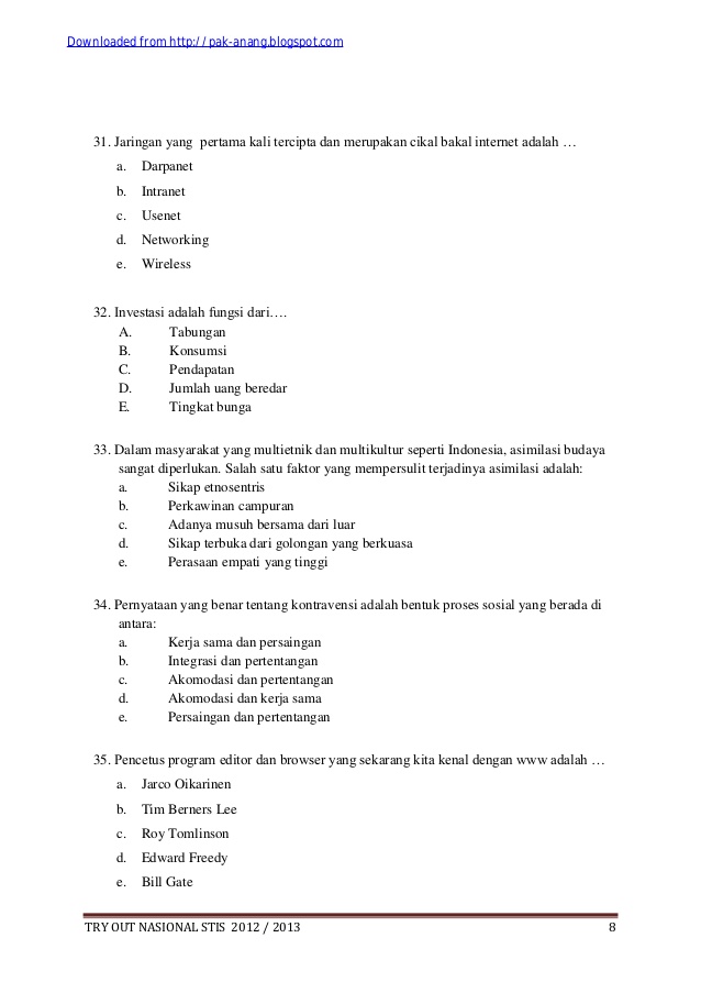 Detail Contoh Soal Stis Nomer 5