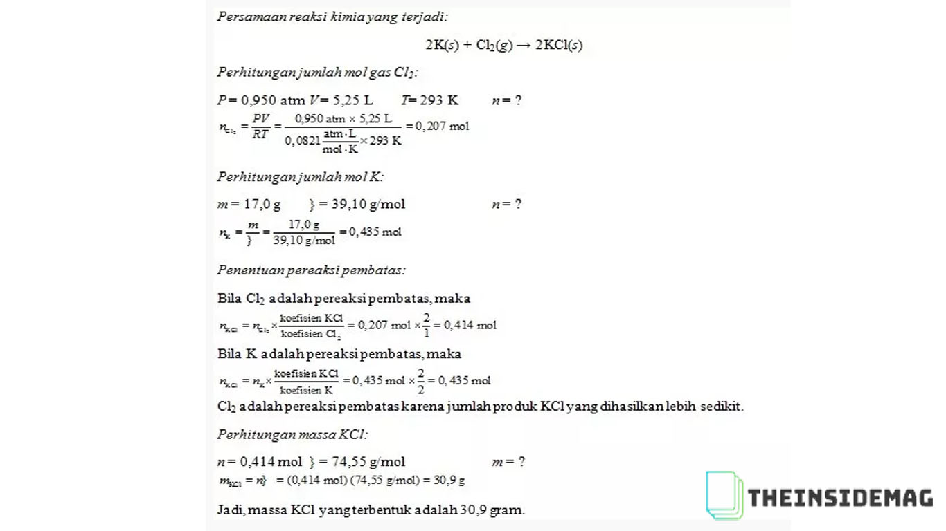 Detail Contoh Soal Stoikiometri Nomer 8