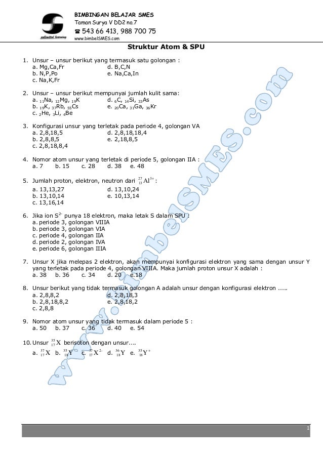 Contoh Soal Struktur Atom - KibrisPDR