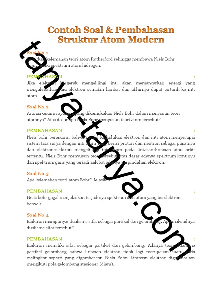 Detail Contoh Soal Struktur Atom Nomer 52