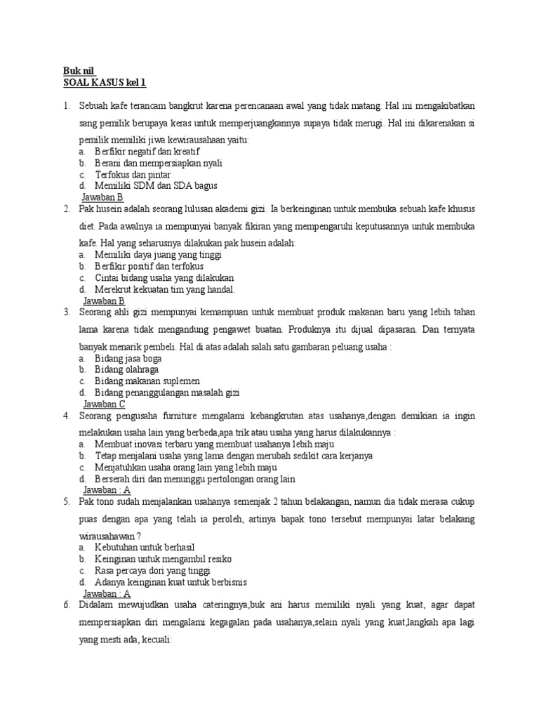 Detail Contoh Soal Studi Kasus Nomer 19