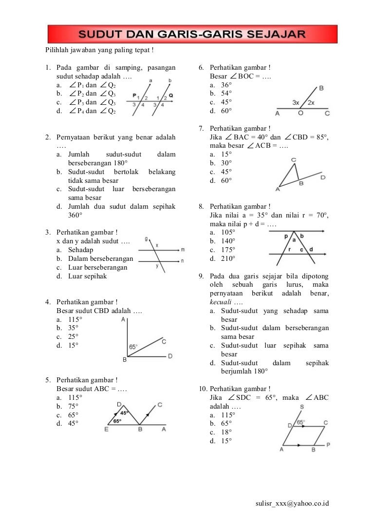 Detail Contoh Soal Sudut Sehadap Nomer 43