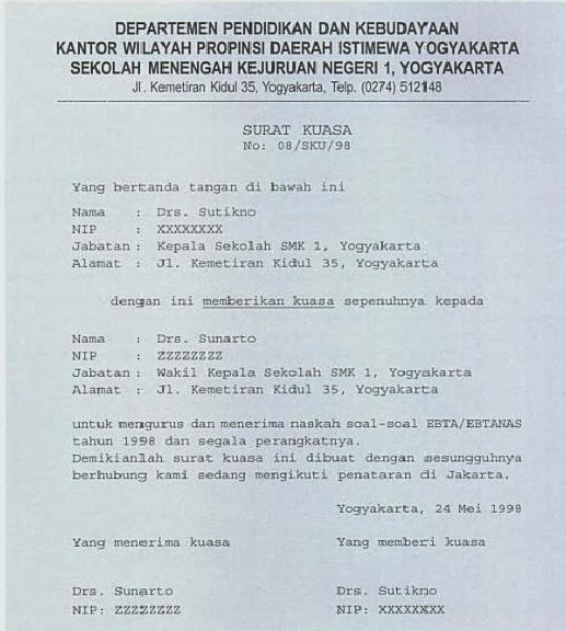 Detail Contoh Soal Surat Kuasa Nomer 12