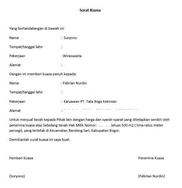 Detail Contoh Soal Surat Kuasa Nomer 35