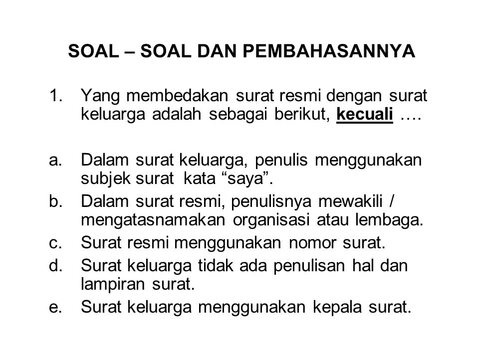 Detail Contoh Soal Surat Pribadi Nomer 49