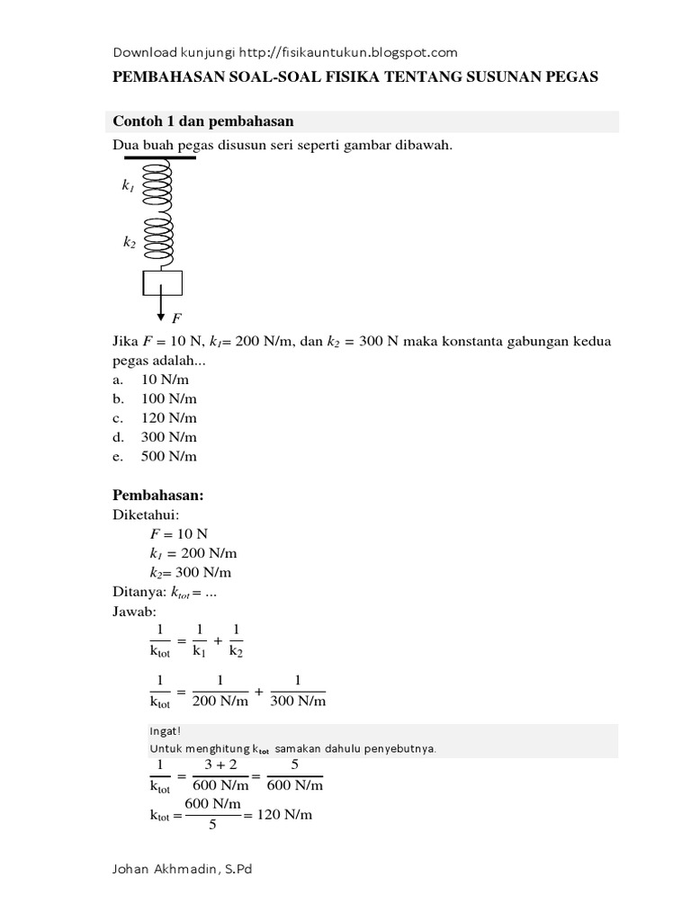 Detail Contoh Soal Susunan Pegas Nomer 27