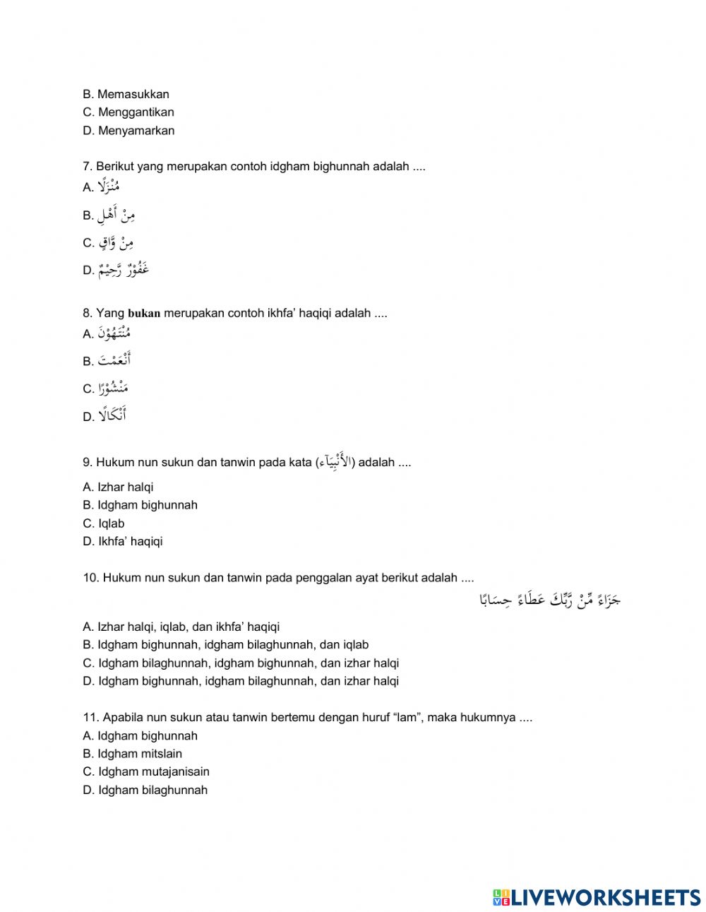 Detail Contoh Soal Tajwid Nomer 54