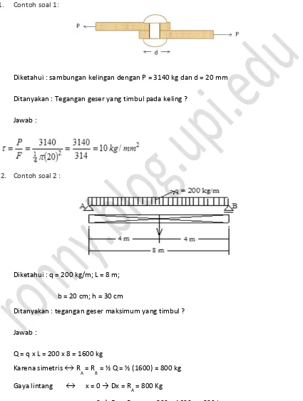 Detail Contoh Soal Tegangan Geser Nomer 4