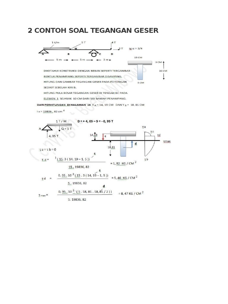 Contoh Soal Tegangan Geser - KibrisPDR