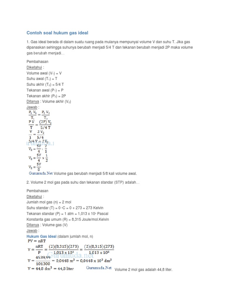 Detail Contoh Soal Tekanan Gas Nomer 33