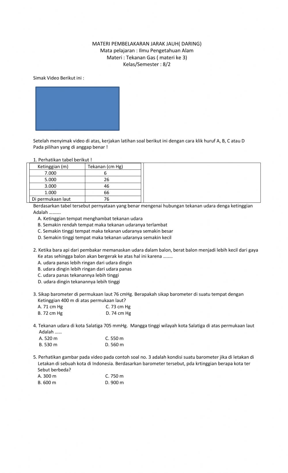 Detail Contoh Soal Tekanan Udara Nomer 10