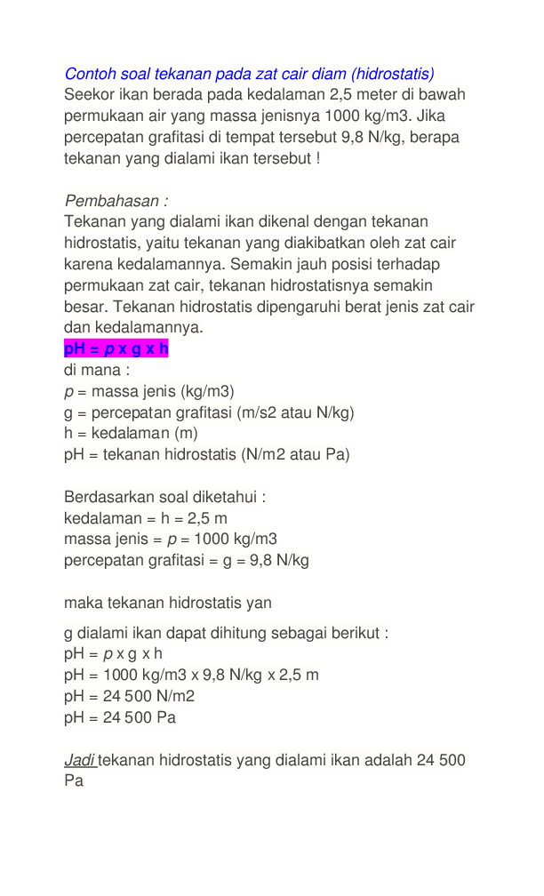 Detail Contoh Soal Tekanan Zat Cair Nomer 31