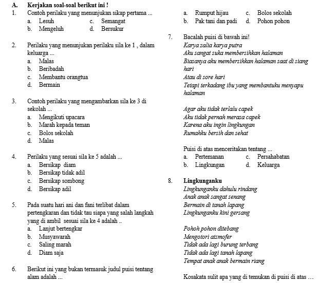 Detail Contoh Soal Tema 5 Kelas 2 Nomer 12