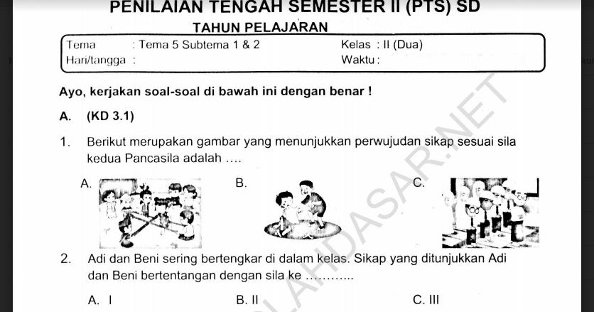 Detail Contoh Soal Tema 5 Kelas 2 Nomer 13