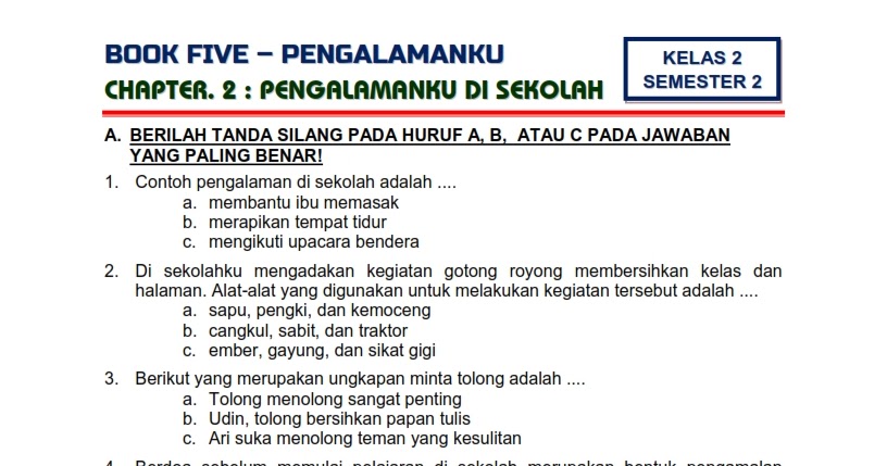 Detail Contoh Soal Tema 5 Kelas 2 Nomer 34