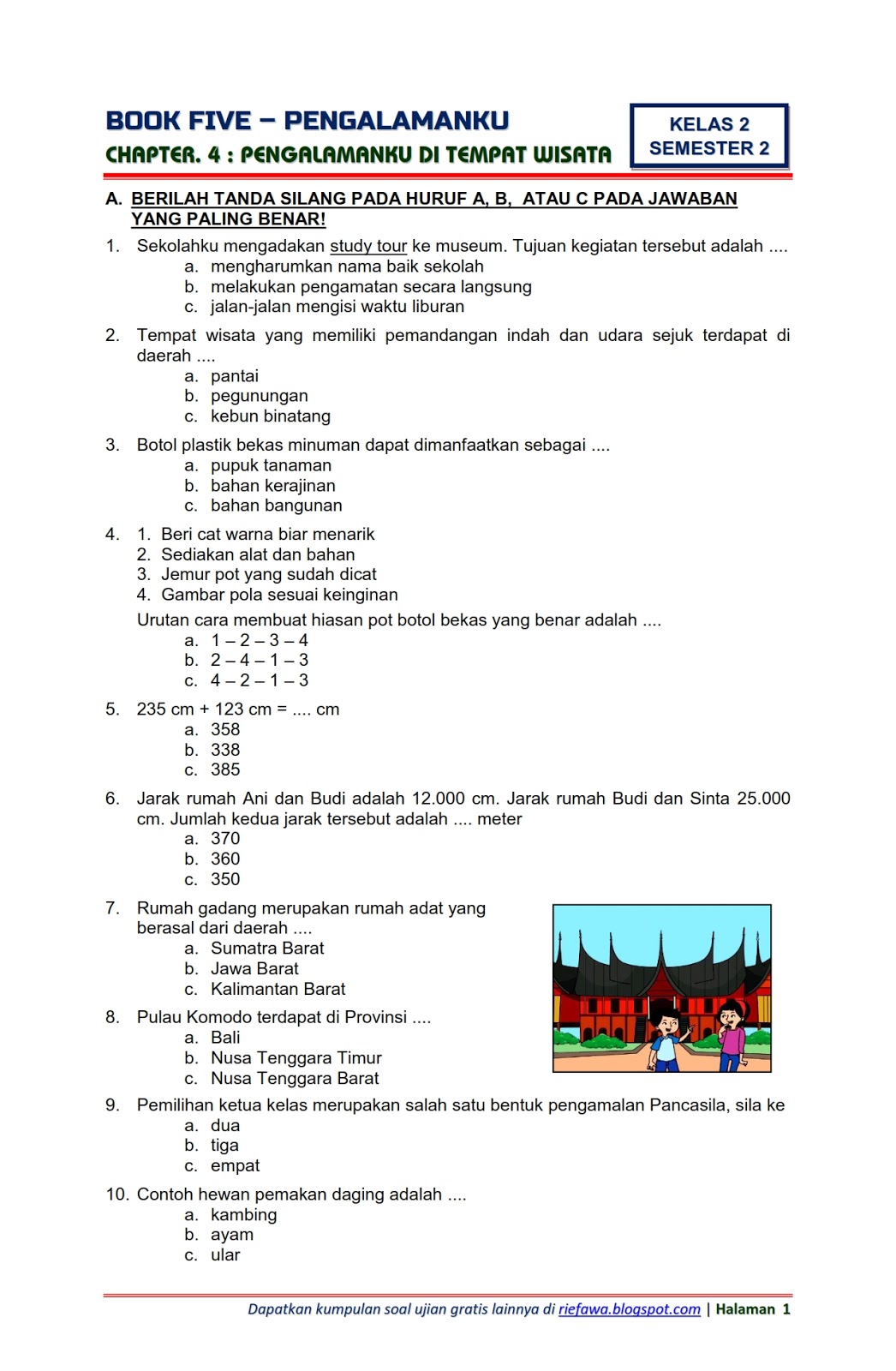 Detail Contoh Soal Tema 5 Kelas 2 Nomer 7