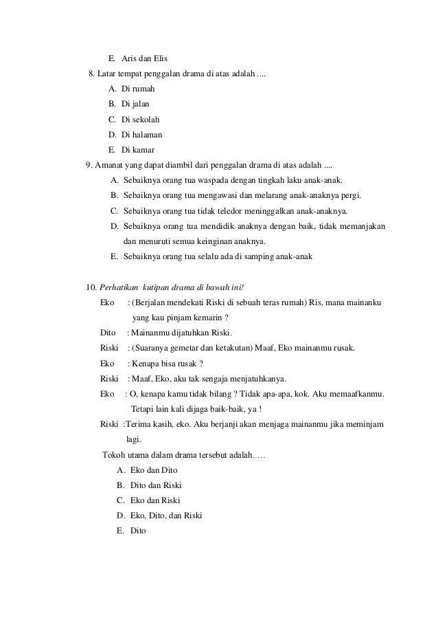 Detail Contoh Soal Tentang Drama Nomer 23