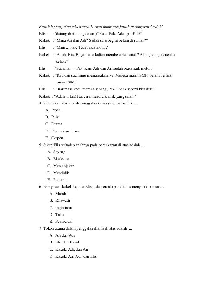 Detail Contoh Soal Tentang Drama Nomer 6