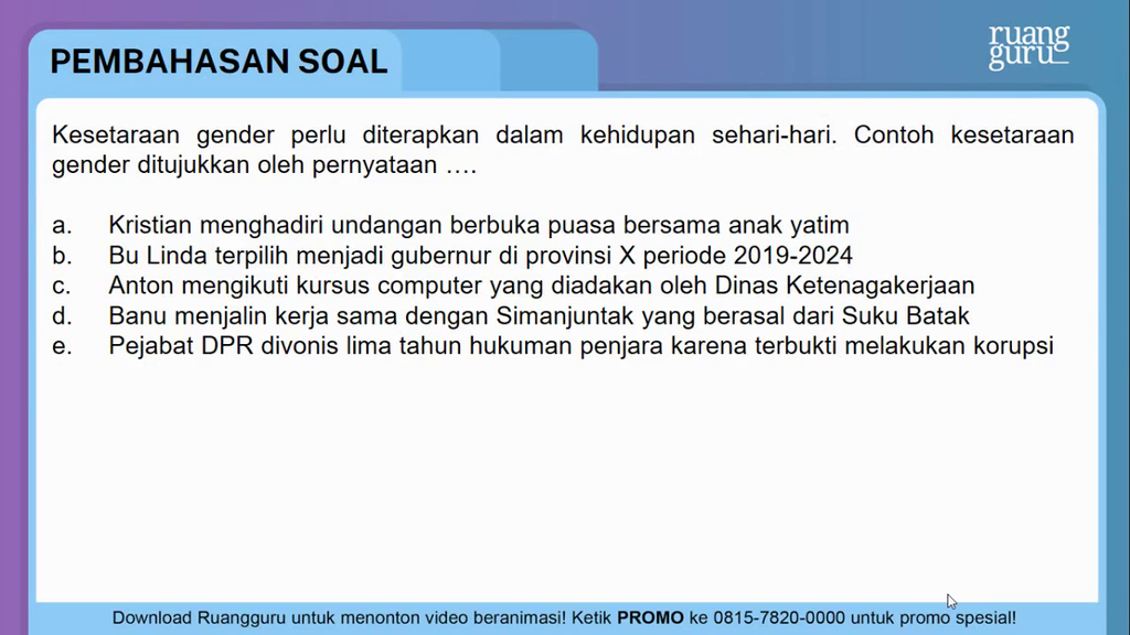 Detail Contoh Soal Tentang Gender Nomer 18