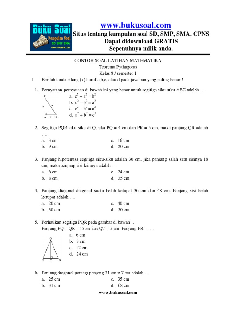 Detail Contoh Soal Teorema Pythagoras Nomer 45