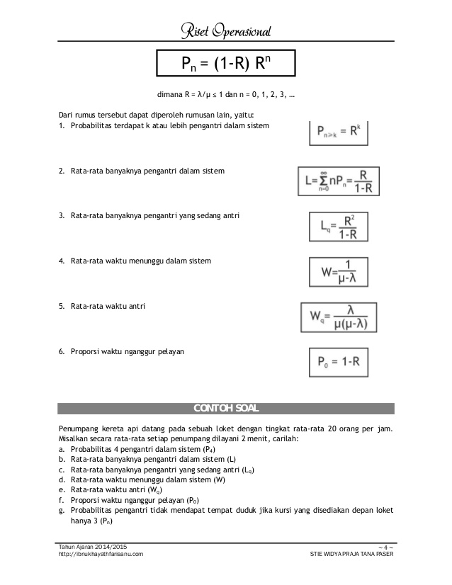 Detail Contoh Soal Teori Antrian Nomer 21