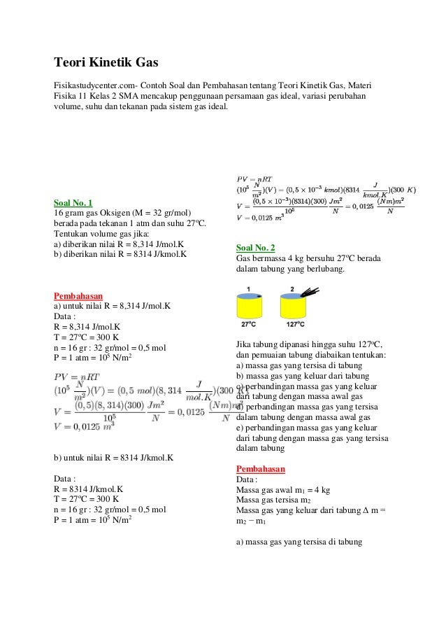 Detail Contoh Soal Teori Kinetik Gas Nomer 2