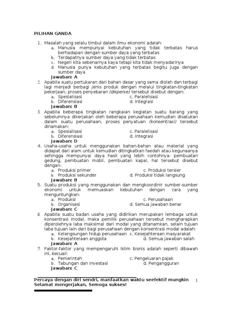 Detail Contoh Soal Teori Produksi Nomer 19