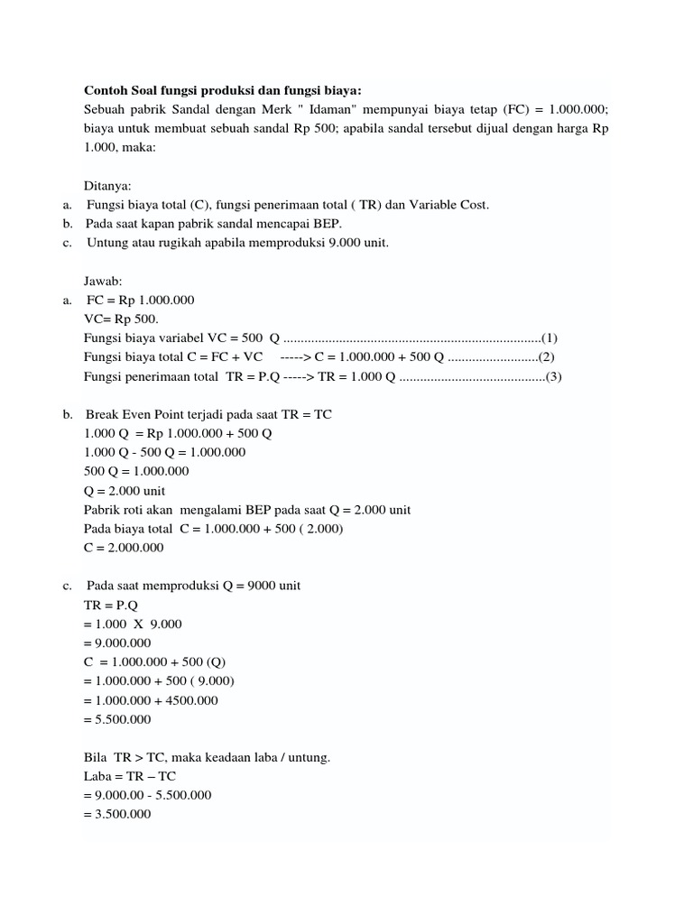 Detail Contoh Soal Teori Produksi Ekonomi Mikro Nomer 22