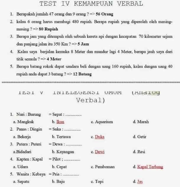 Detail Contoh Soal Tes Akademik Secaba Tni Ad Nomer 13