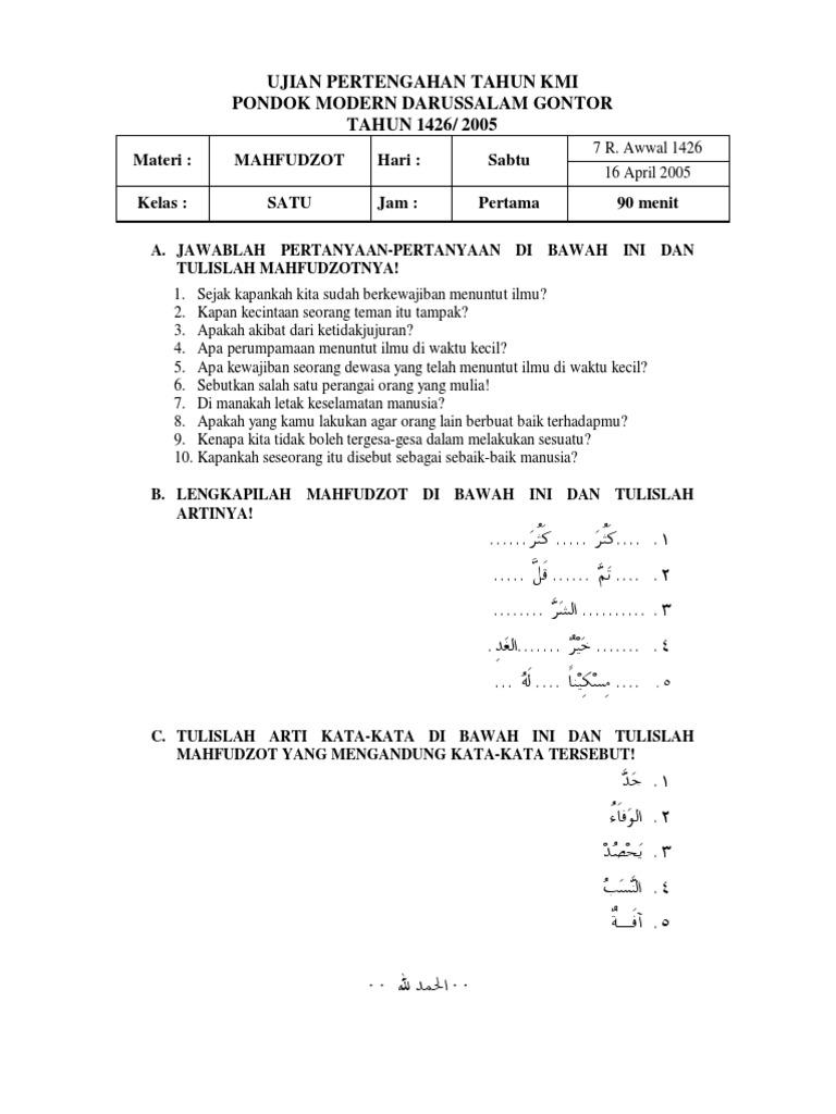 Contoh Soal Tes Masuk Gontor - KibrisPDR