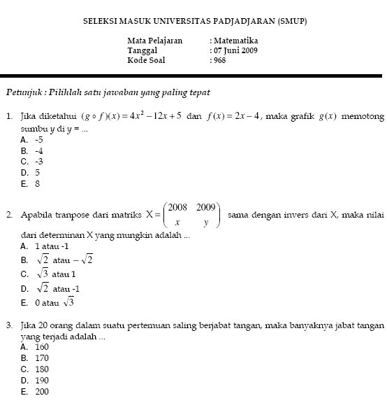 Detail Contoh Soal Tes Masuk Kuliah Swasta Nomer 13