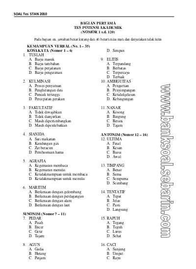 Detail Contoh Soal Tes Masuk Kuliah Swasta Nomer 4