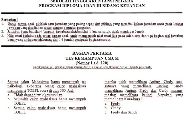 Detail Contoh Soal Tes Masuk Kuliah Swasta Nomer 31