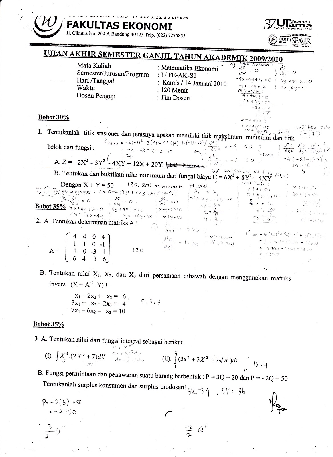 Detail Contoh Soal Tes Masuk Kuliah Swasta Nomer 34