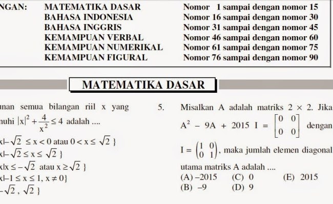 Detail Contoh Soal Tes Masuk Kuliah Swasta Nomer 41