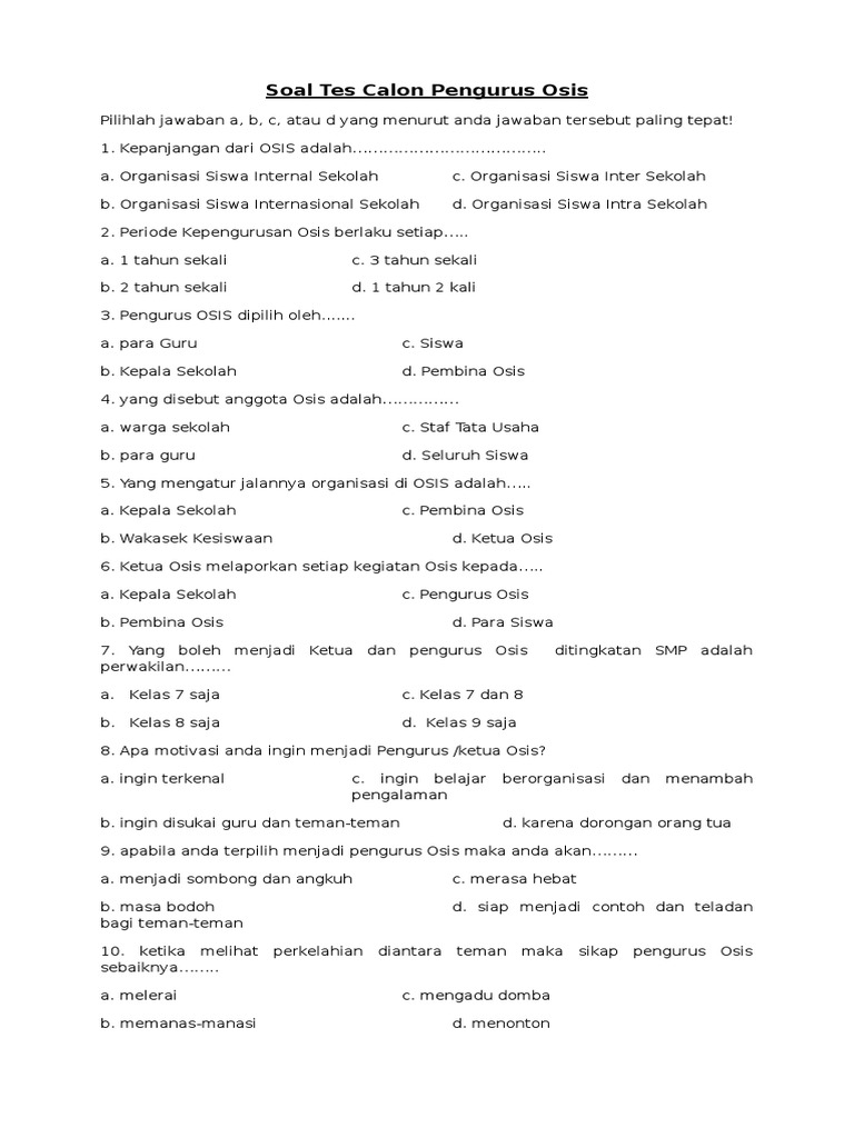 Detail Contoh Soal Tes Organisasi Nomer 2