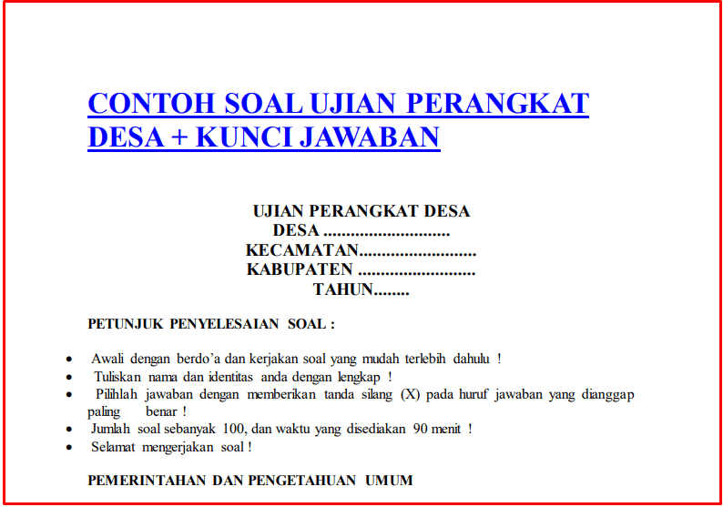 Detail Contoh Soal Tes Perangkat Desa Nomer 21