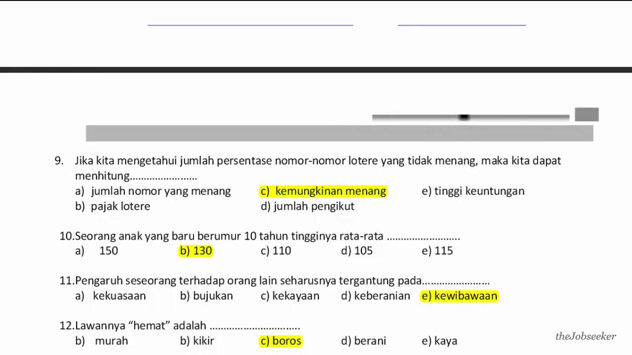 Detail Contoh Soal Tes Potensi Dasar Bank Indonesia Nomer 20