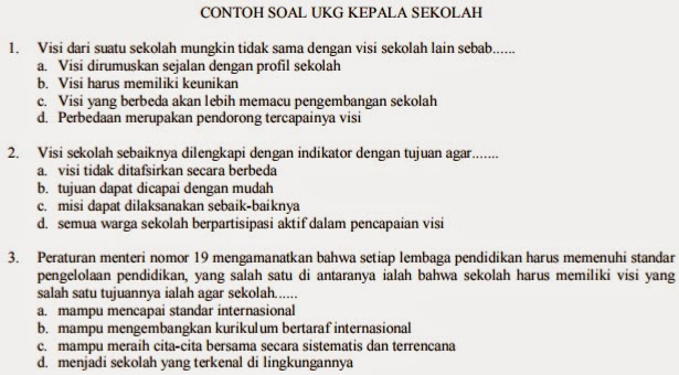 Detail Contoh Soal Tes Substansi Calon Kepala Sekolah Nomer 20