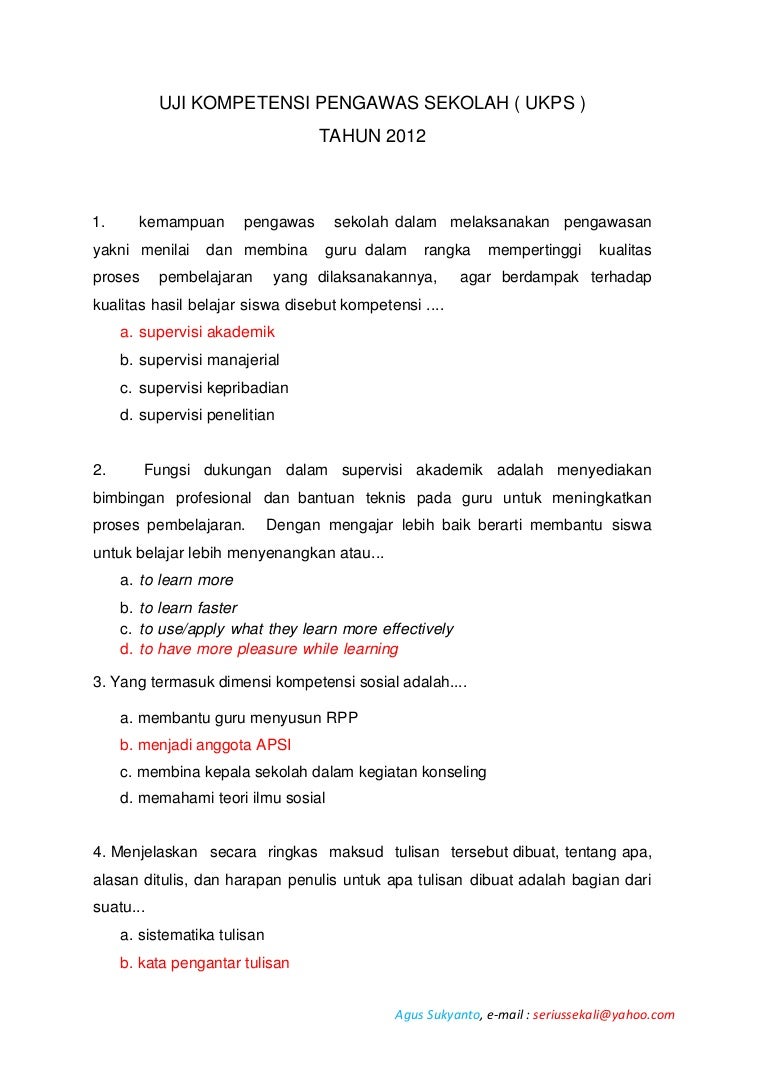 Detail Contoh Soal Tes Substansi Calon Kepala Sekolah Nomer 22