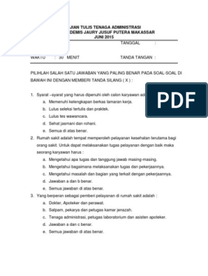 Detail Contoh Soal Tes Tertulis Bagian Administrasi Nomer 3